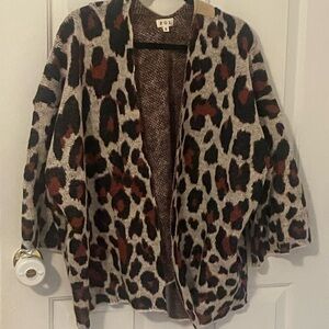 POL Multicolor Leopard Print Knit Sweater small